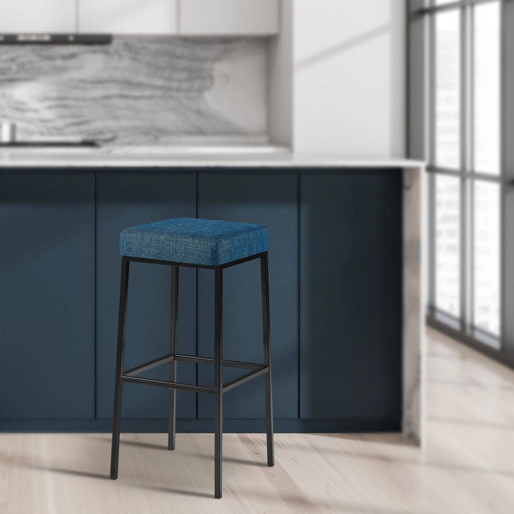 Set 2 sgabelli bar Montreal in tessuto blu,nero