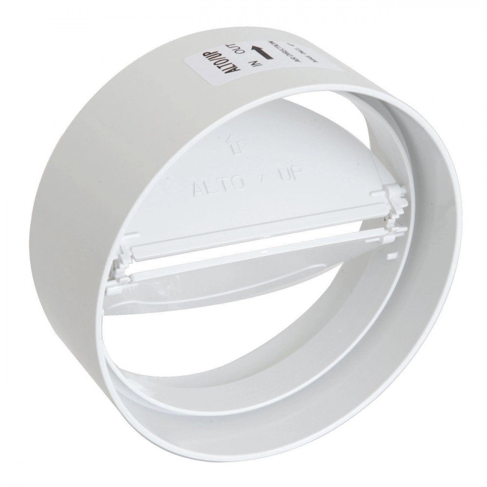 First 125mm giunto bianco ff con valvola a farfalla antiritorno per tubi tondi aerazione cappa