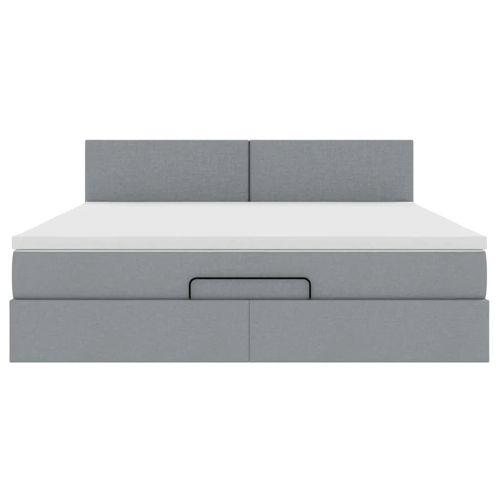 vidaXL Pouf Letto con Materasso Grigio Chiaro 160x200 cm in Tessuto