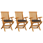 Sedie da Giardino e Cuscini Grigio Talpa 3 pz in Massello di Teak cod mxl 8906