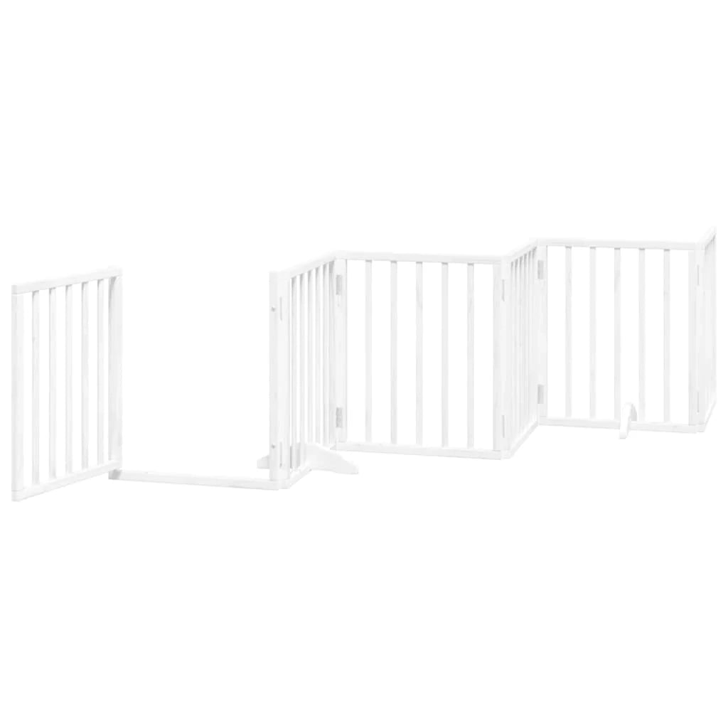 Cancelletto di sicurezza per cani porta pieghevole 9 pannelli legno di pioppo bianco 02_0023290