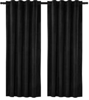 Set di 2 tende da finestra oscuranti - elegante e moderna - tessuto vellutato isolante - adatta a ogni arredamento - stile raffinato - nero - 140x245 cm