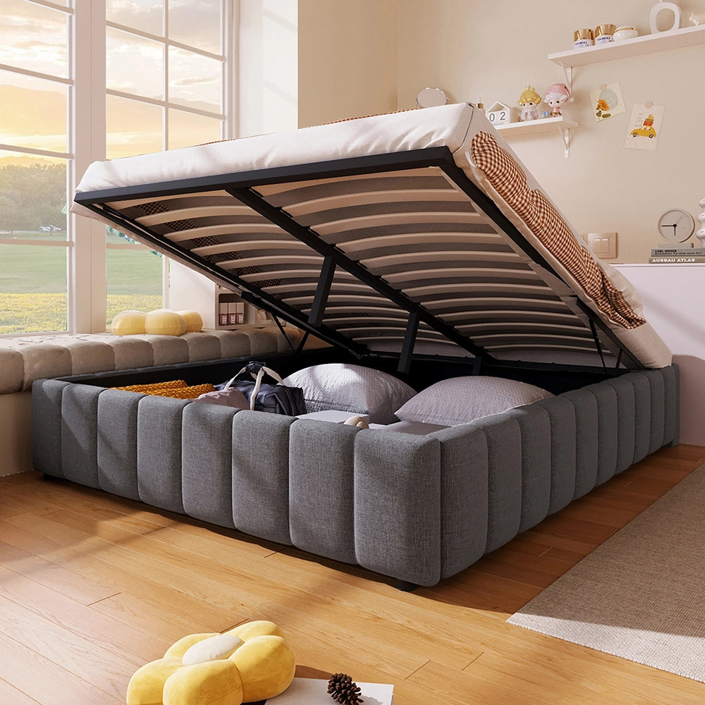 Letto matrimoniale-Xylo-140x200 cm-idraulico, senza testiera, grigio
