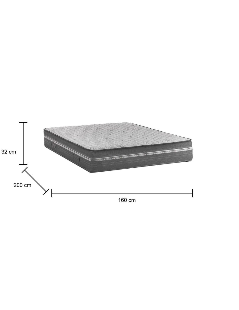 Amomali, Materasso Matrimoniale Sfoderabile Made in Italy, 200x160x32h cm Grigio