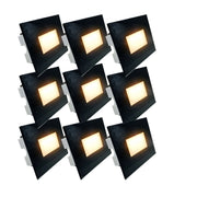 Kit 9 faretti segnapasso a LED Nero da incasso 503 in vetro IP65 CCT 3 colori 4W luce scale parete interno esterno
