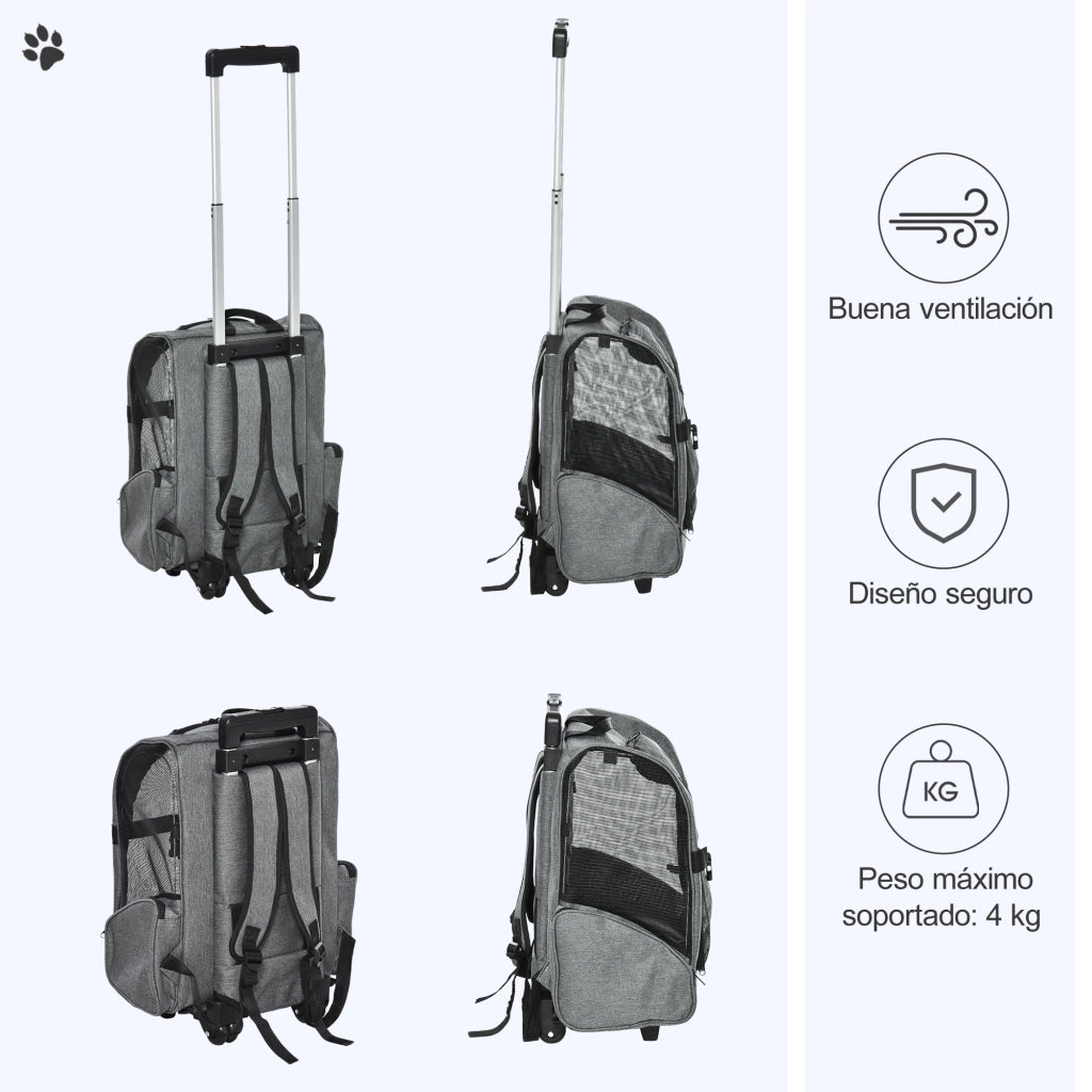Carrello Trasportino per Animali Domestici 2 in 1 ¨C Minimal ¨C Grigio 42x25x55 cm