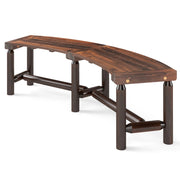 Panchina di legno massello per 2-3 persone da fuoco senza schienale per esterni, Panchina curva da patio carico massimo 360 kg Marrone-Panchine