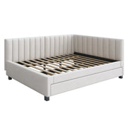 Letto estraibile matrimoniale 140×200 cm e 90×190 cm con rete; senza materasso; velluto; beige