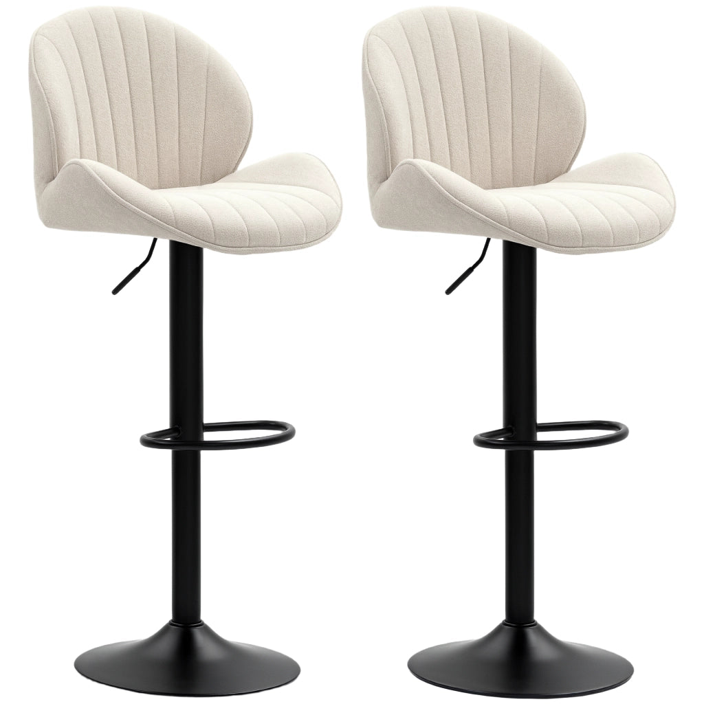 Set 2 sgabelli da bar imbottiti ¨C zephmum ¨C tessuto beige, altezza regolabile, girevoli