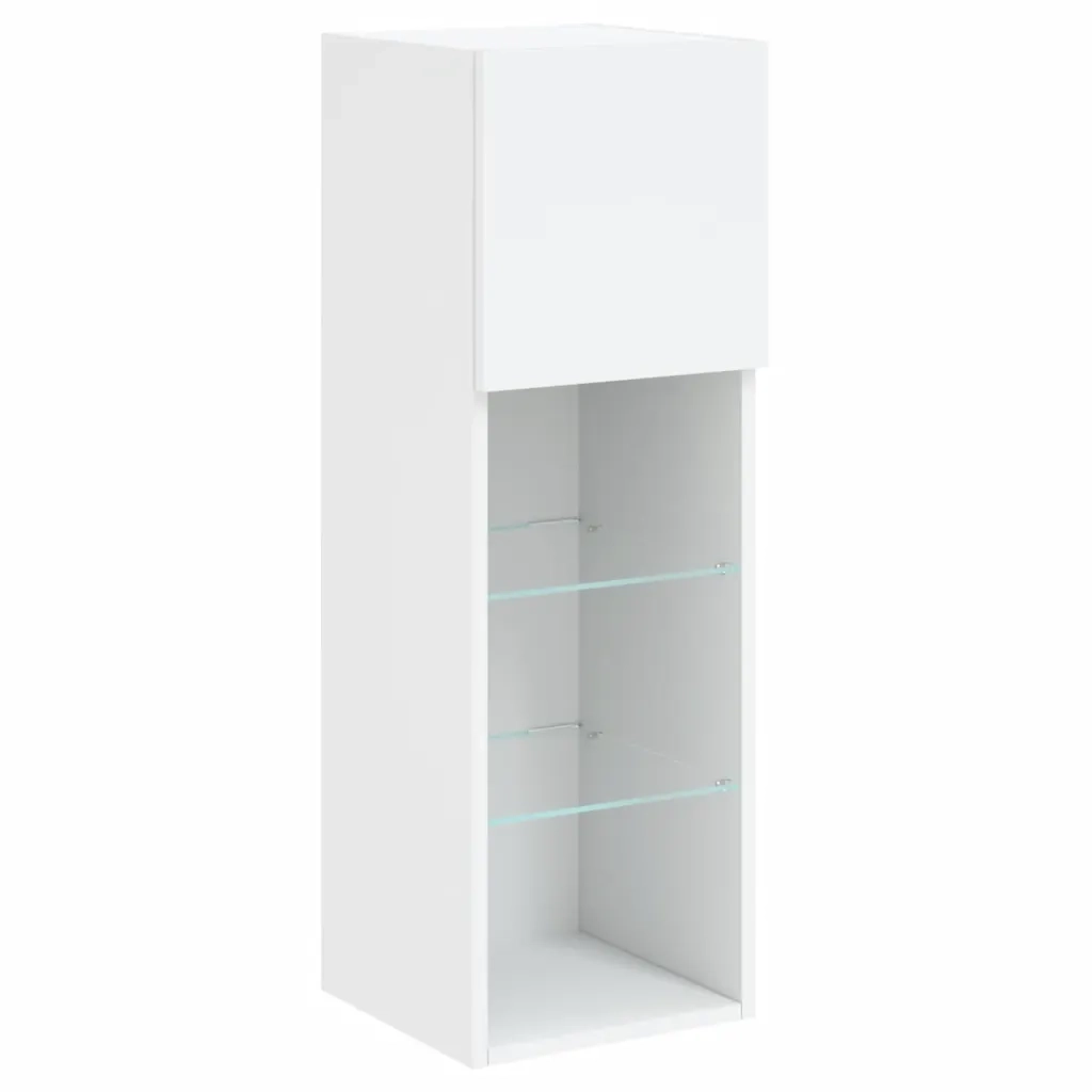 Mobili Porta TV con Luci LED 2 pz Bianchi 30,5x30x90 cm 837002