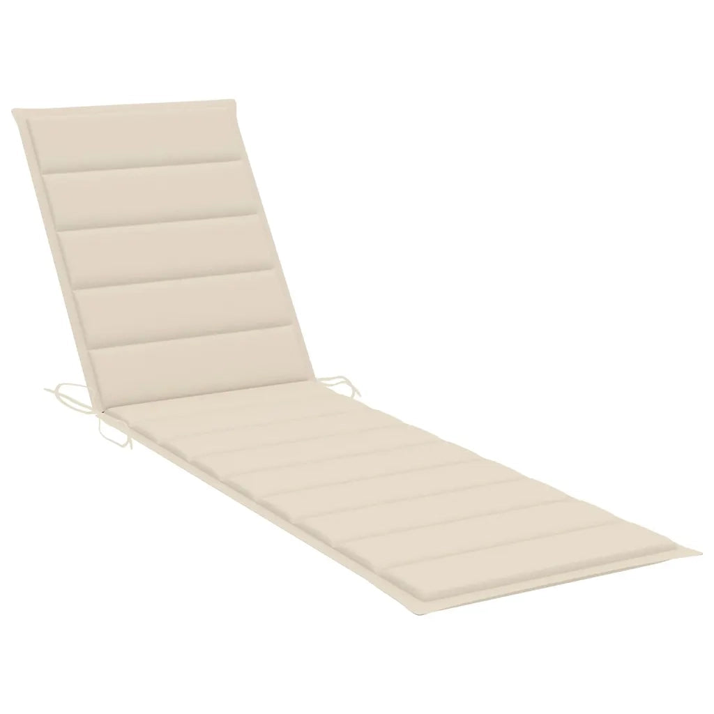 Sdraio 2 pz con Tavolo e Cuscino Crema Legno Massello di Teak