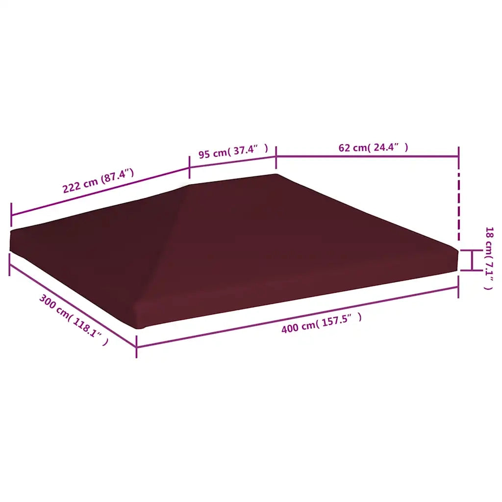 Copertura Superiore per Gazebo 310g/m2 3x4m Bordeaux CFW1467988
