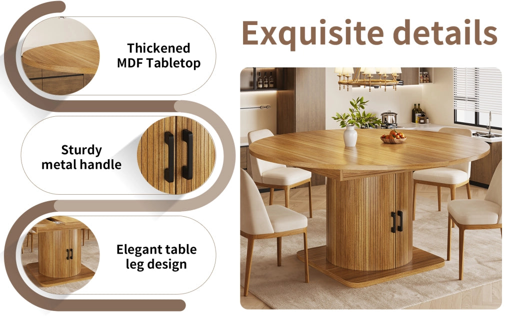 Tavolo allungabile con vano contenitore, in MDF e metallo, per cucina, marrone scuro, 118-158 × 118 × 76 cm