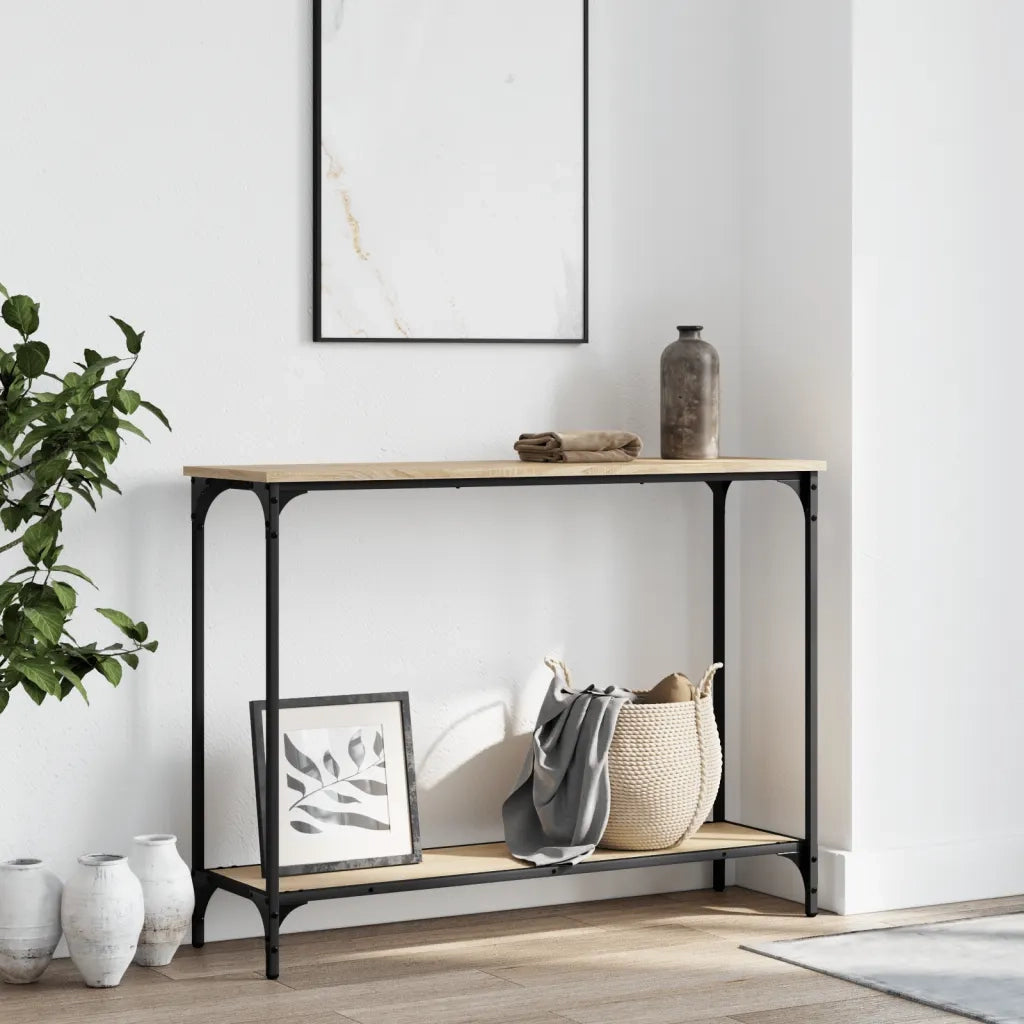 Tavolino Consolle-Tavolino da soggiorno-Tavolo Rovere Sonoma 101x30,5x75cm Legno Multistrato