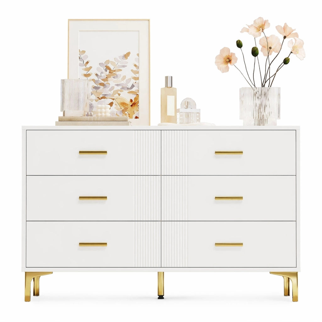 Cassettiera con 6 cassetti 120x40x76 cm in MDF; bianco