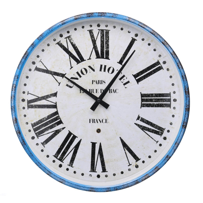 Orologio metallo azzurro bianco tondo cm ø39x6