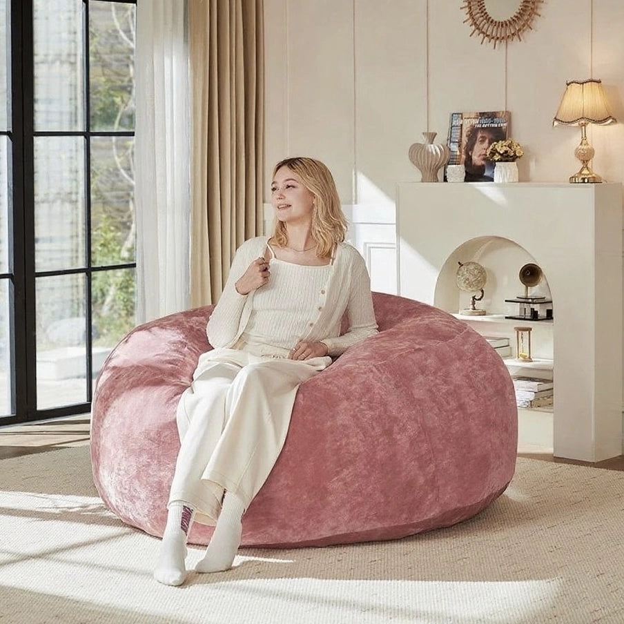 Pouf sacco convertibile con supporto allevia pressione e rivestimento lavabile per piccoli spazi in spugna rosa