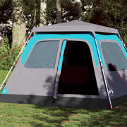 Tenda Familiare a Cupola 6 Persone-Tenda da campeggio Blu a Rilascio Rapido