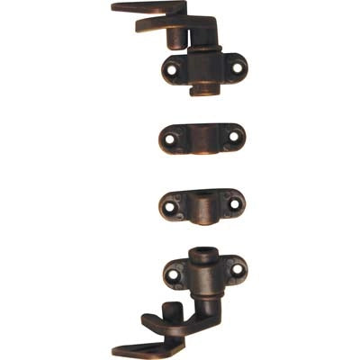 ACCESSORI IN KIT SERRATURA AD ASTE ROTANTIZAMA BRONZATA 2 GANCI+2 CAVALLOTTI+2 PERNI