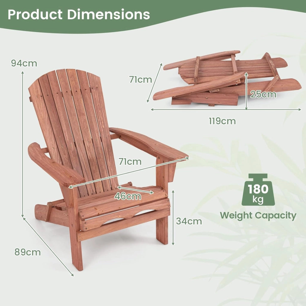 Set di 2/4 Sedie Adirondack Pieghevoli, Sedia da Esterno con Telaio in Legno di Abete, Schienale Alto e Braccioli Ergonomici, Sedia Adirondack per Patio Giardino Cortile Campeggio (1, Giallo)