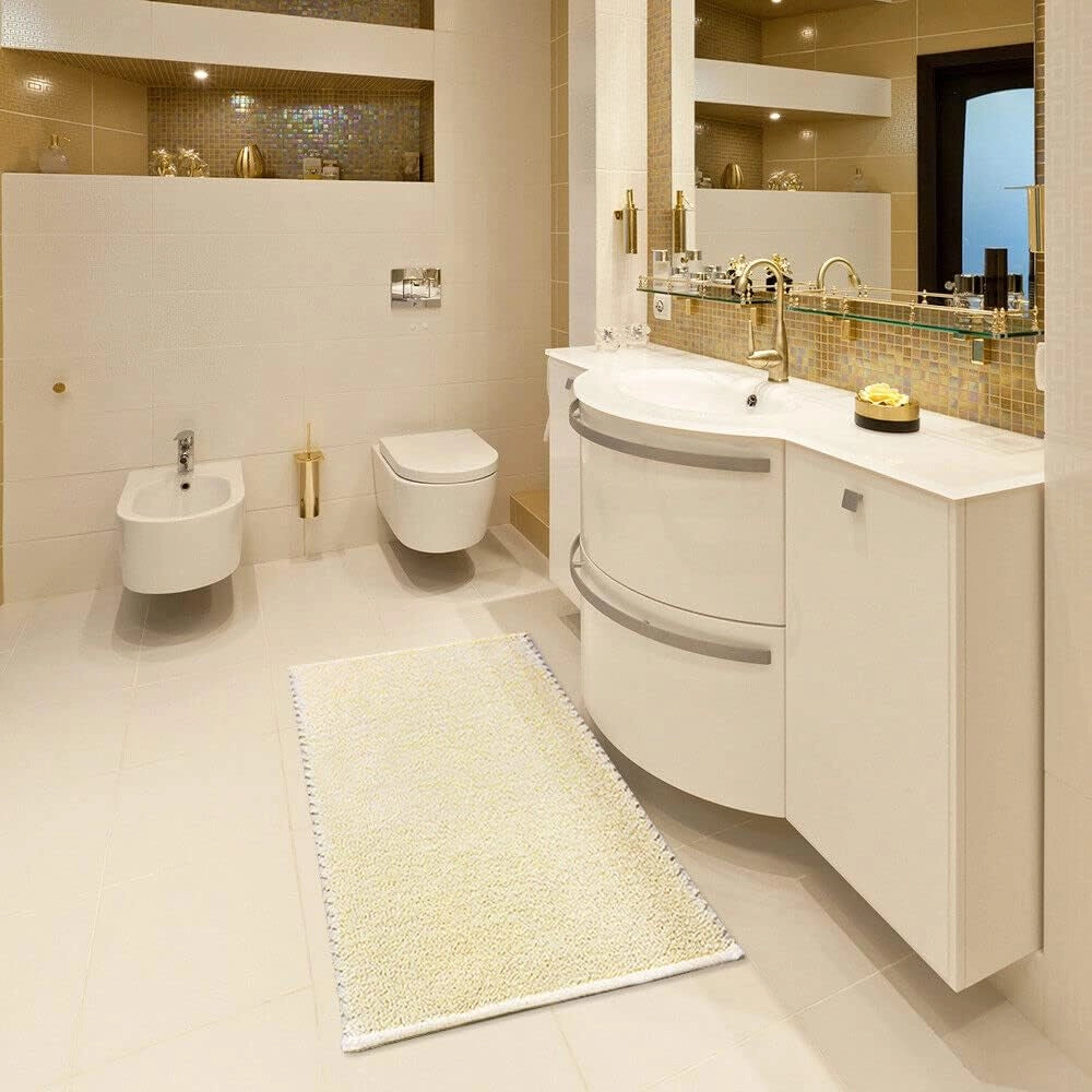 Tappeto Bagno Camera Scendiletto 50x80 cm Puro Cotone Morbido Lavabile Made In Italy Beige