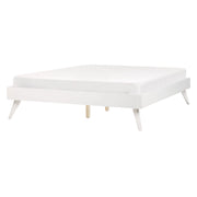 Letto in Legno bianco con Rete a Doghe Gambe in Legno 140 x 200 cm stile rustico camera da letto