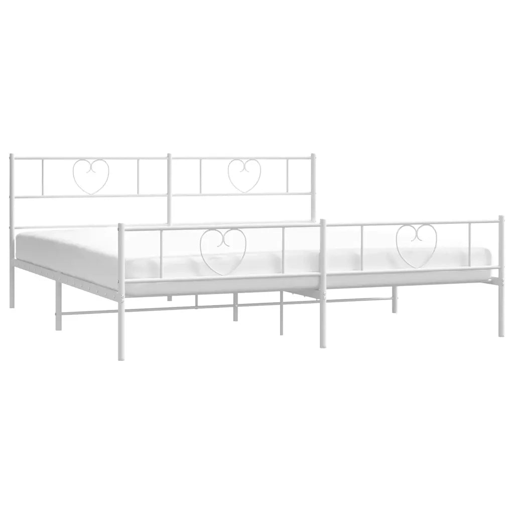 Giroletto con Testiera e Pediera Metallo Bianco 193x203 cm 355536