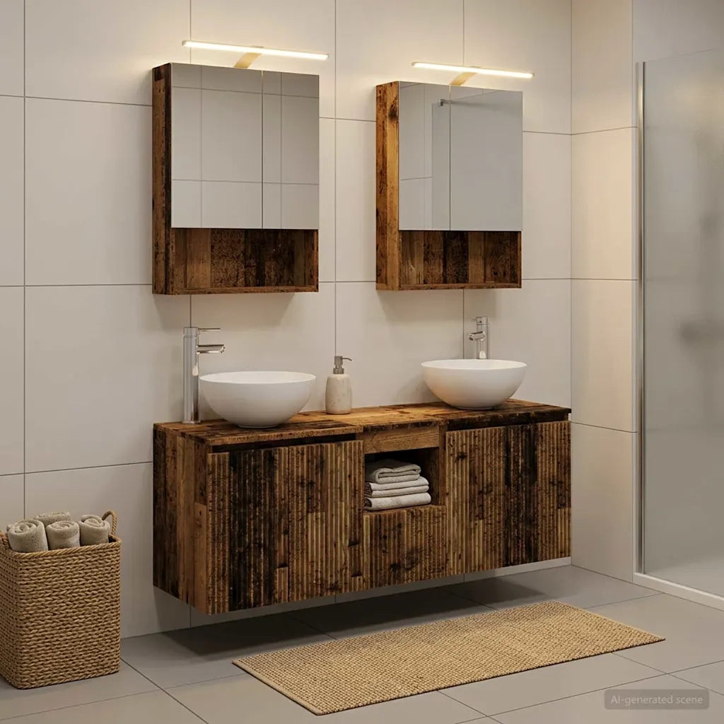 Set di Armadi da Bagno 5 pcs Legno antico 50 x 14,5 x 70 cm 3406365
