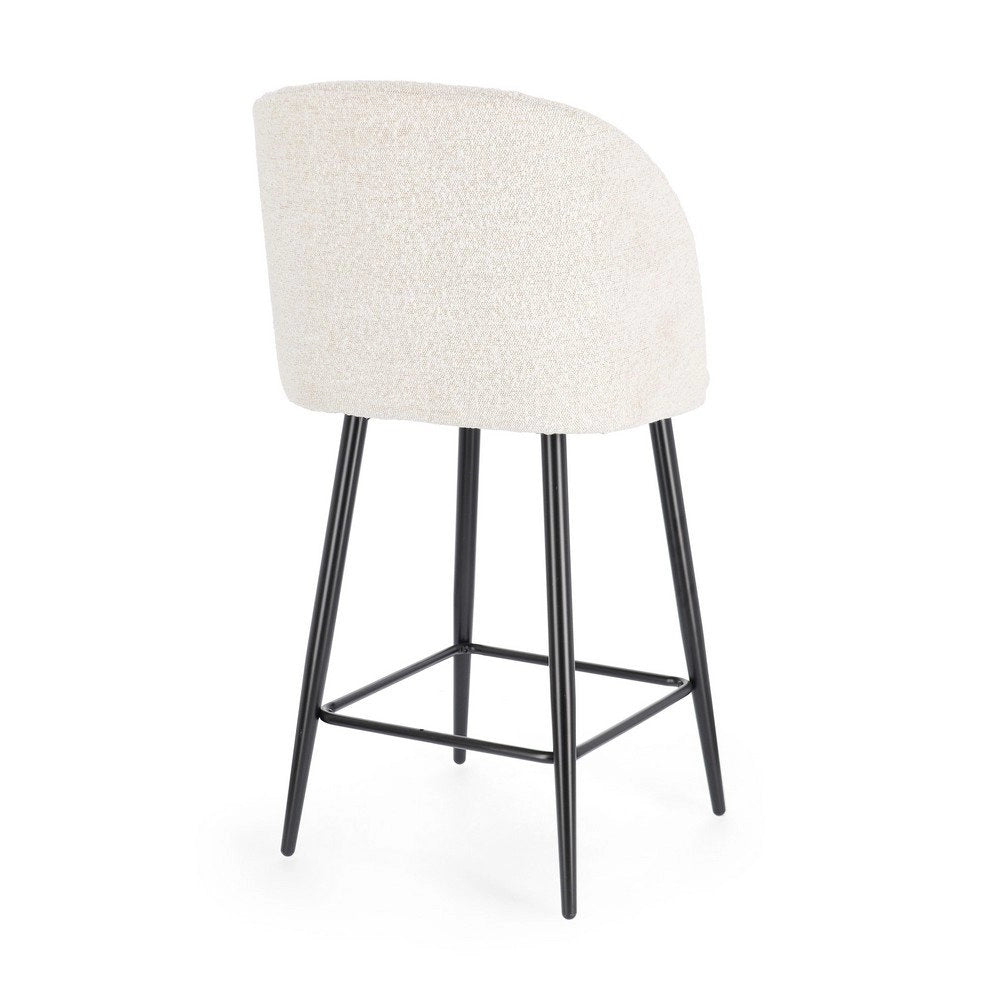 Set 2 Sgabelli Cucina Bouclé Nero Moderno da Interno - FELICIA