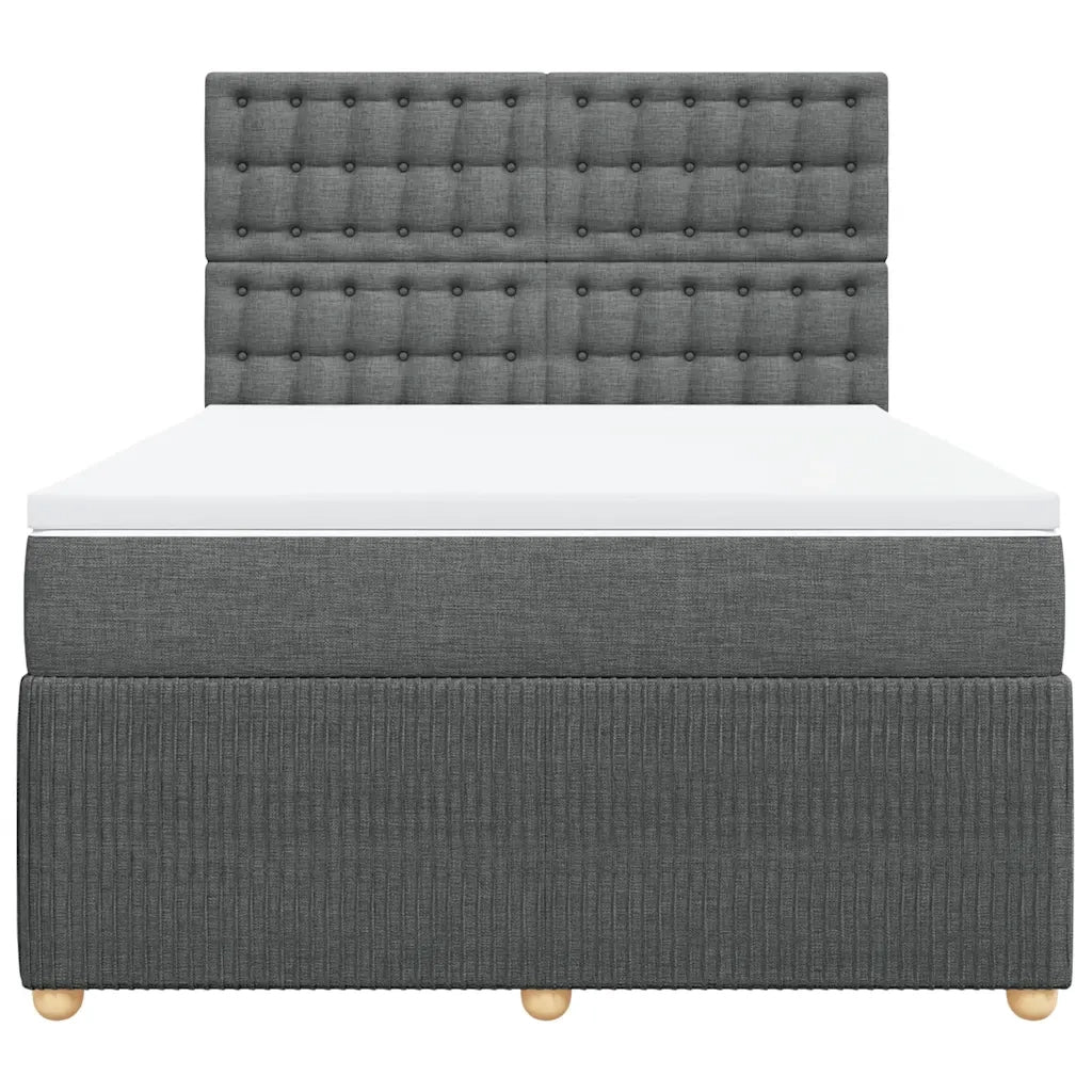 Giroletto a Molle con Materasso Grigio Scuro 160x200 cm Tessuto