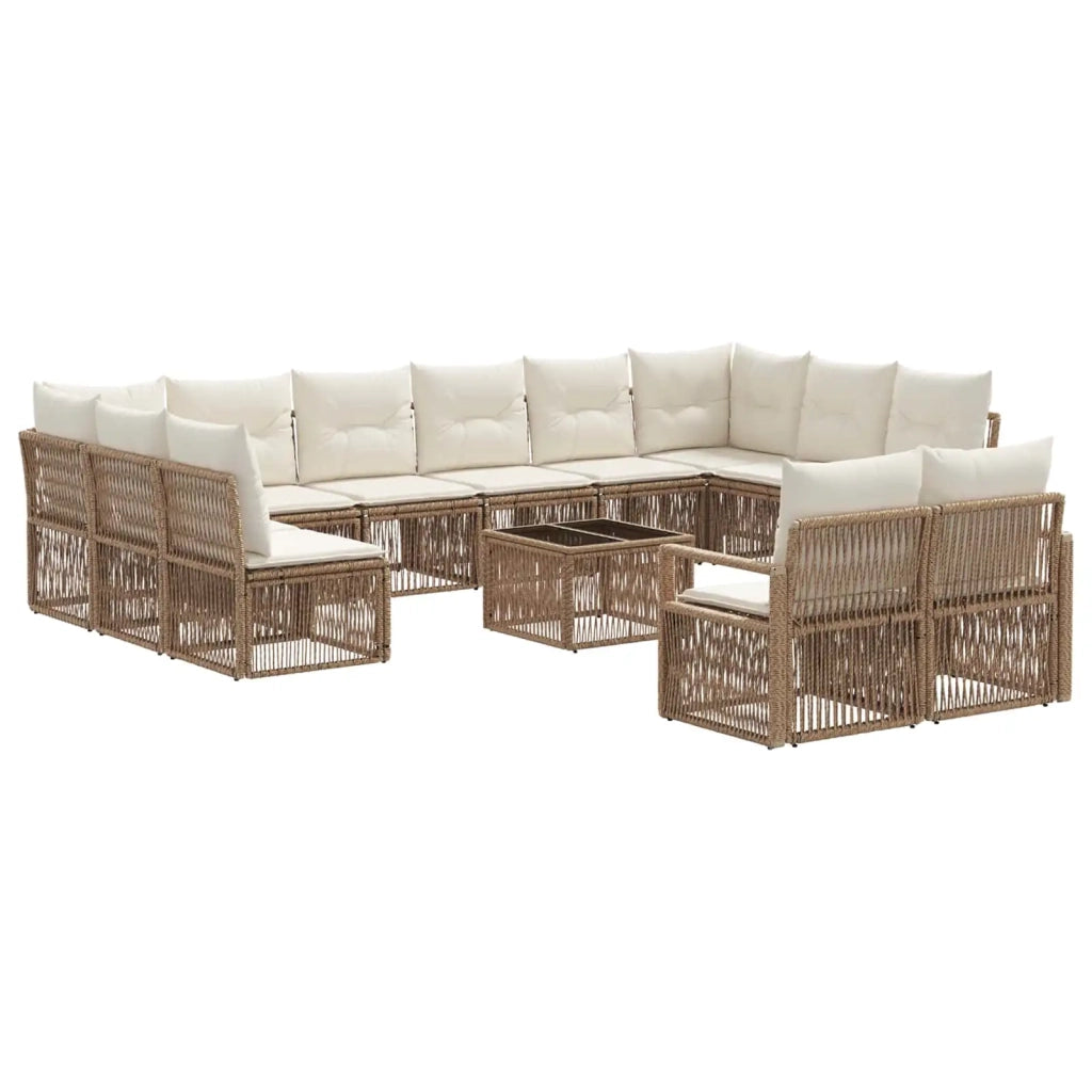 Set Divano da Giardino 13 pcs Beige polyrattan