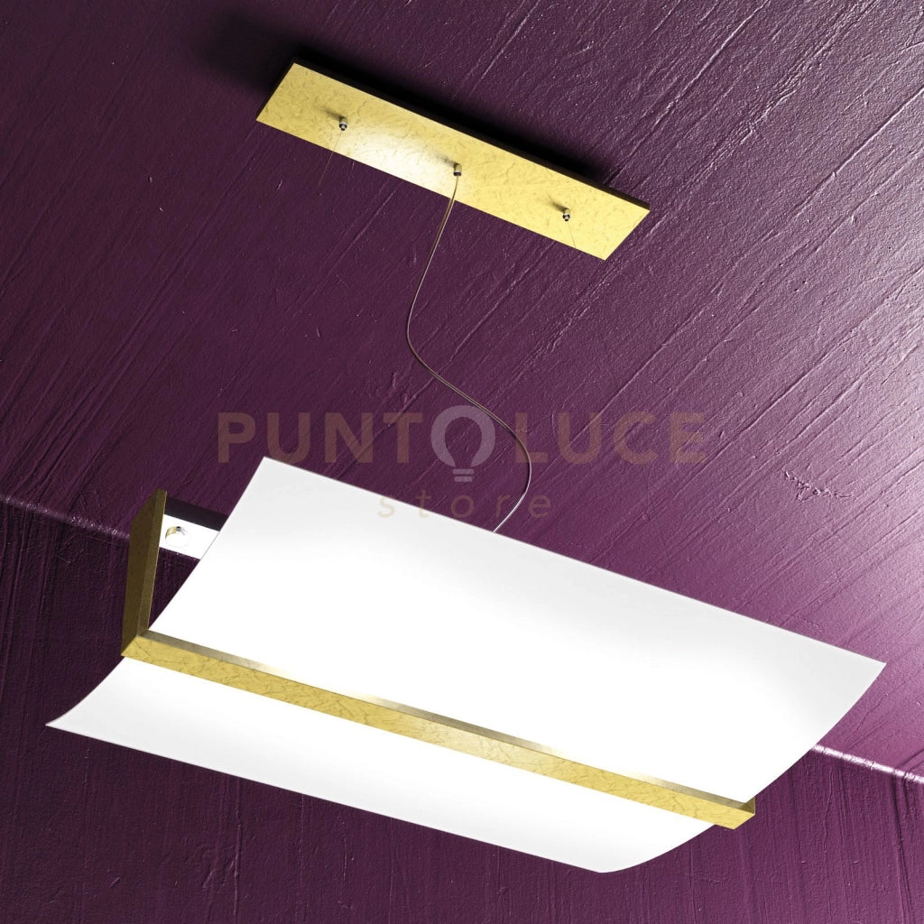 WOOD SOSPENSIONE CM.50 2 LUCI FOGLIA ORO 1019-S50-FO