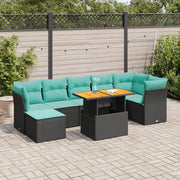 Set Divani da Giardino con Cuscini 8 pz Nero in Polyrattan