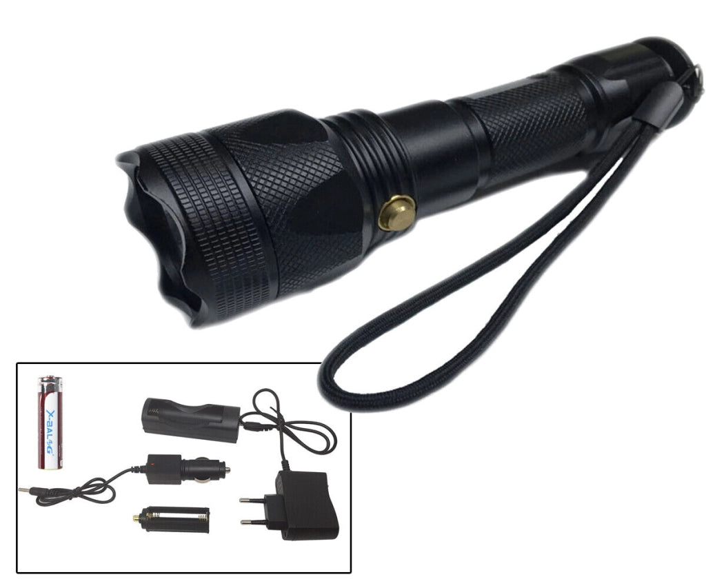 torcia subacquea a led ricaricabile in alluminio con batteria da 8800 mAh