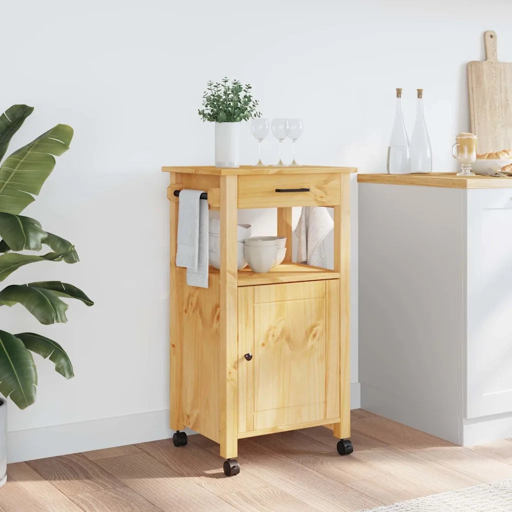 Carrello da Cucina-Scaffale per Cucina MONZA 48x40x88,5 cm in Legno Massello di Pino 445063