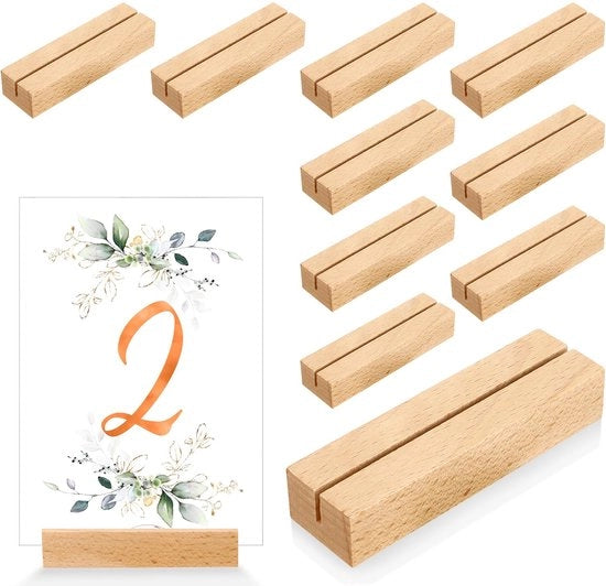 Pacchetto di 10 supporti per biglietti da visita in legno, supporti per biglietti da visita in legno per matrimoni, feste e cene, supporti per biglietti da visita in legno in betulla, supporti per menu in legno per ristoranti