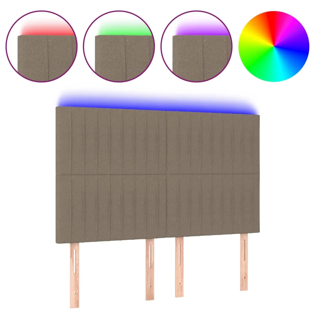 Testiera | Testata a LED Tortora 144x5x118/128 cm in Tessuto