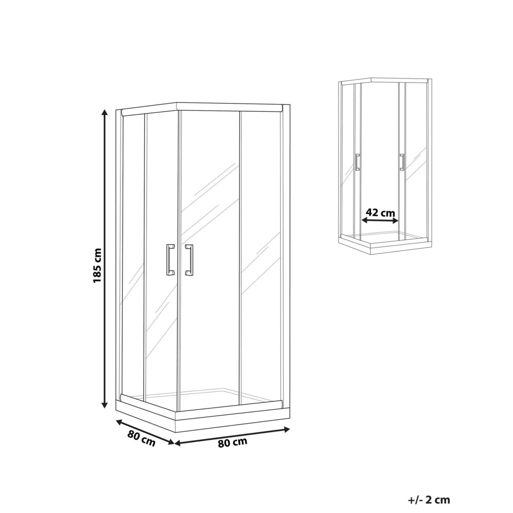 Box Doccia Vetro Temperato Argento Cornice Alluminio Doppia Porta 80x80x185cm
