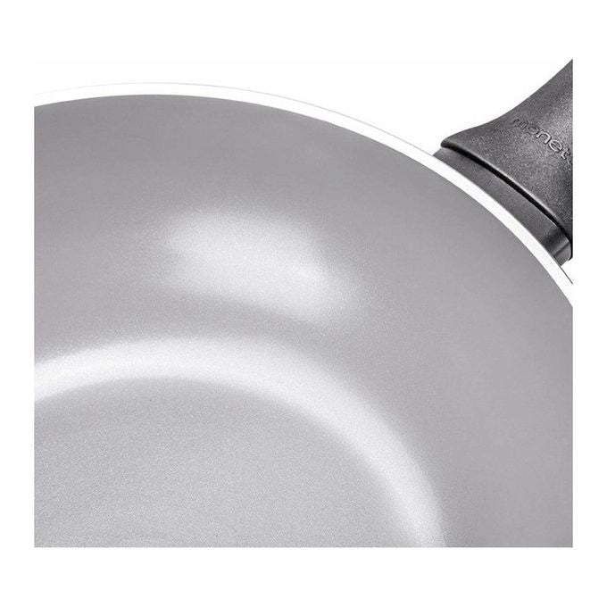 Moneta 0000994328 Melodia Wok 28 cm con Rivestimento Antiaderente Naturale Finegres Senza PTFE PFAS PFOA Nichel Adatto a Tutti i Piani Cottura Inclusa Induzione colore Nero Grigio