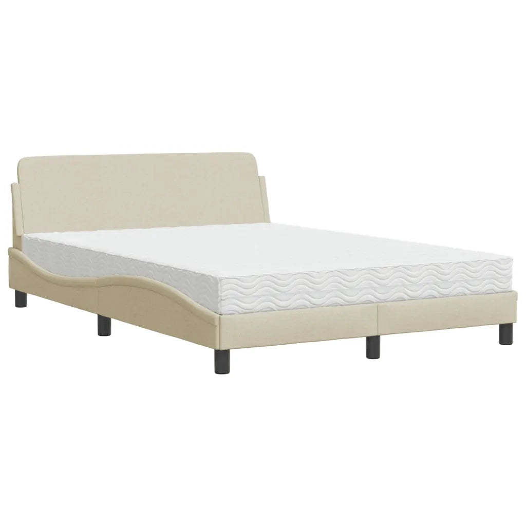 Letto con Materasso Dover Crema 140x200 cm in Tessuto