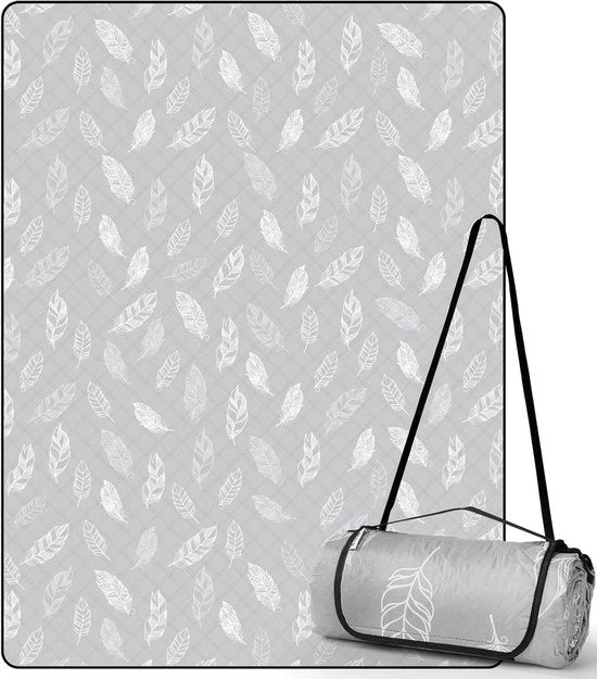 Tenda da picnic impermeabile lavabile senza sabbia XXL per campeggio e spiaggia, isolata (300 x 200 cm, colore grigio)
