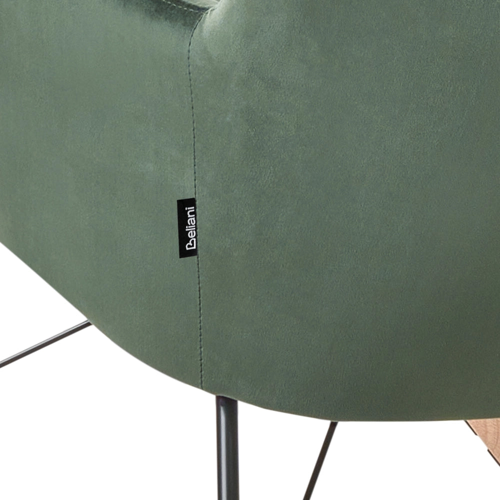 Sedia A Dondolo Velluto Verde Scuro Gambe In Metallo Pattini In Legno Moderni