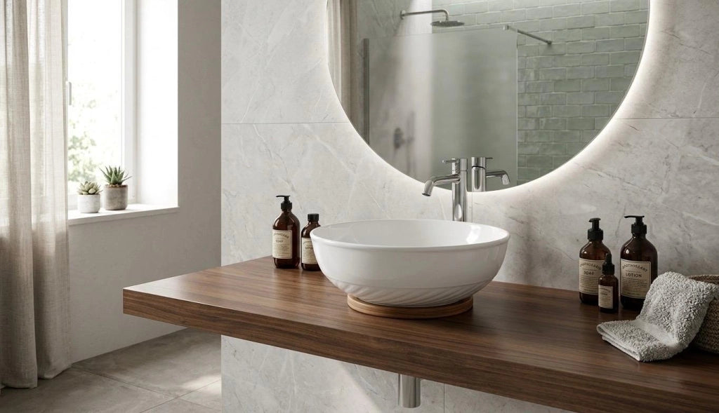 Lavabo d'appoggio d.33 slim in ceramica mod. 04 - Bianco