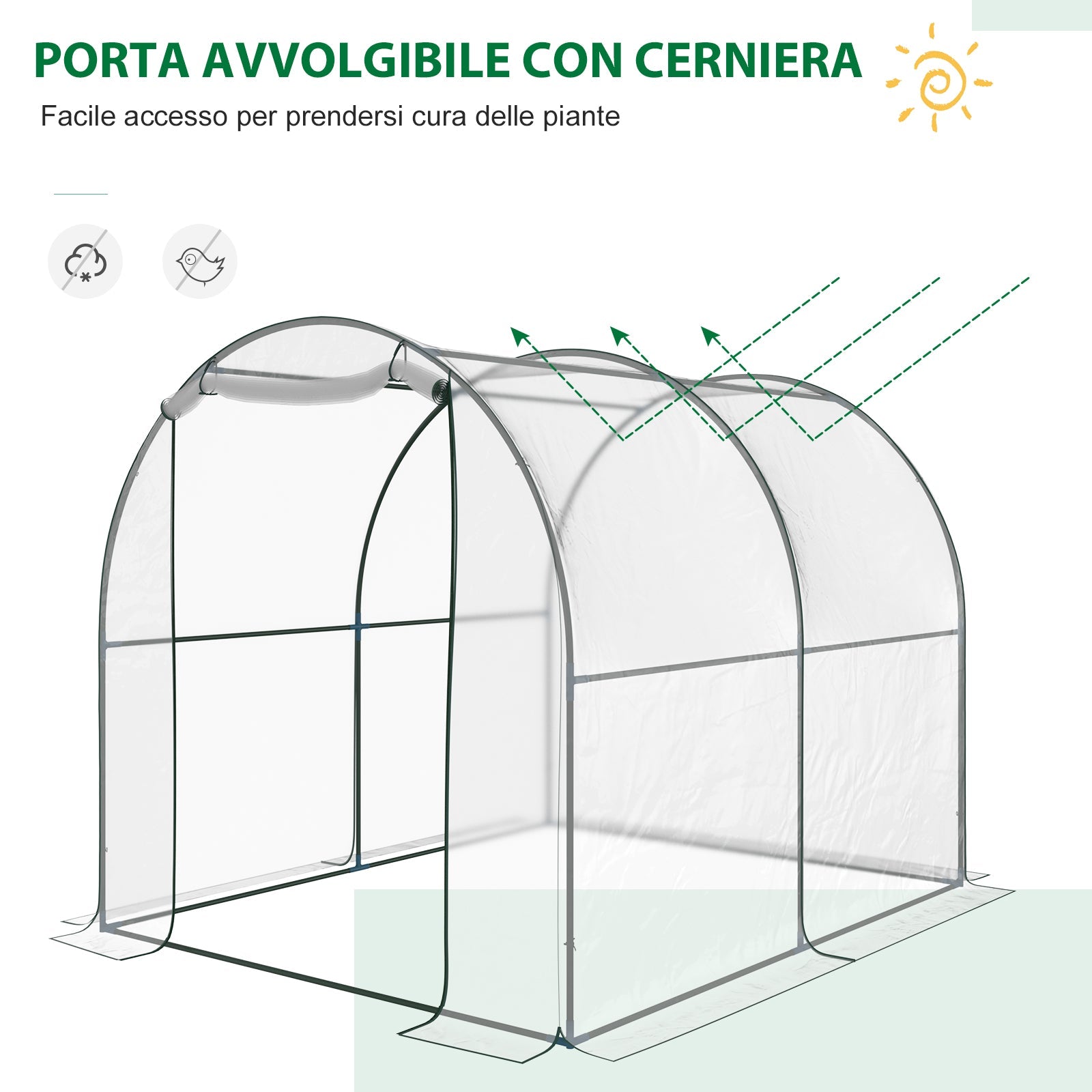 Serra da Giardino per Piante a Tunnel in PVC 250x200x200 cm