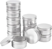Set di 12 contenitori in alluminio 80 ml – Contenitore di cosmetici con coperchio a vite per viaggi e artigianato – Rond, platino