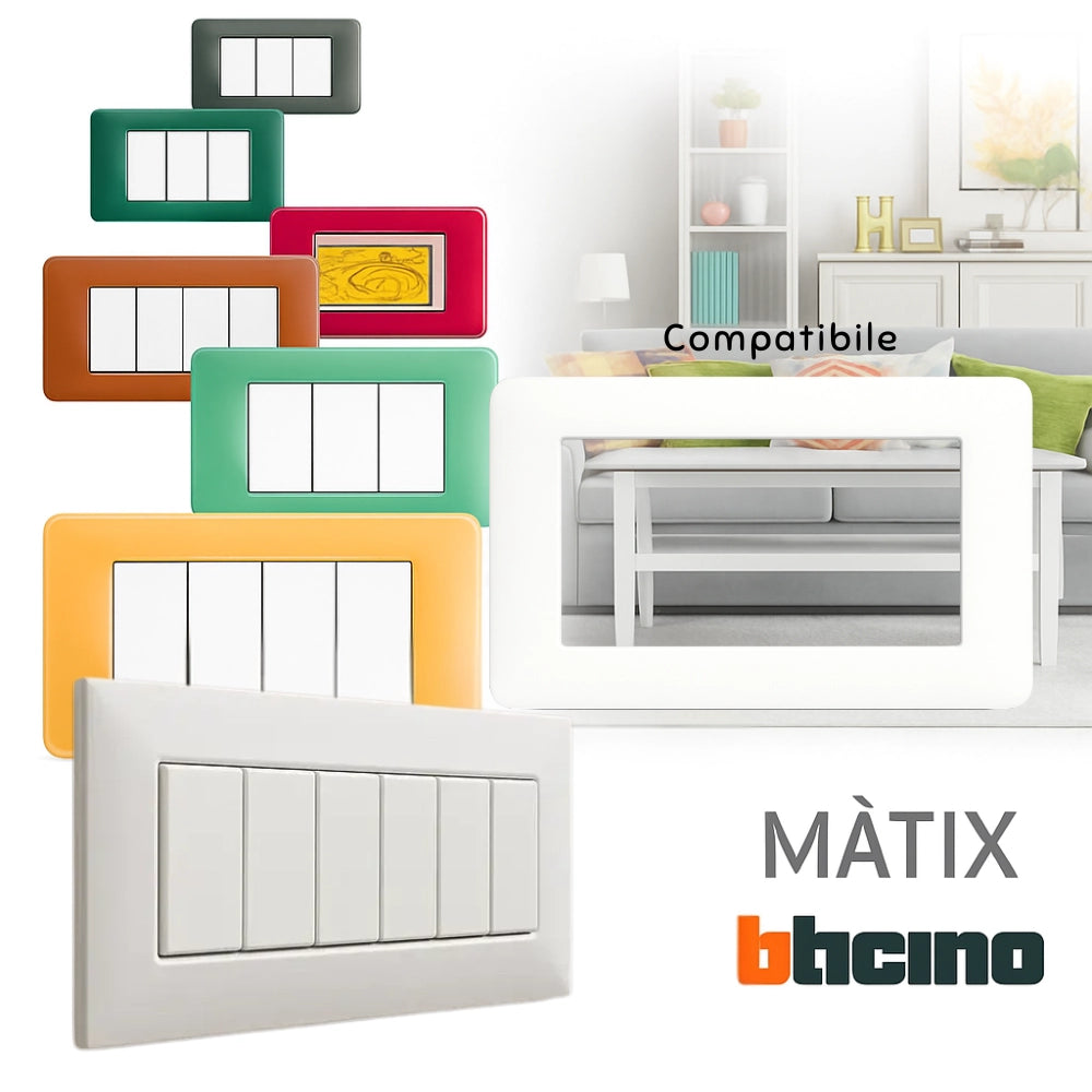 Biesse placca modulare bianca per bticino matix *** numero posti 6 moduli, confezione 1