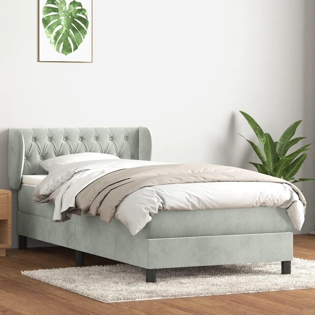 Giroletto a Molle con Materasso Grigio Chiaro 80x210 cm Velluto 3317757