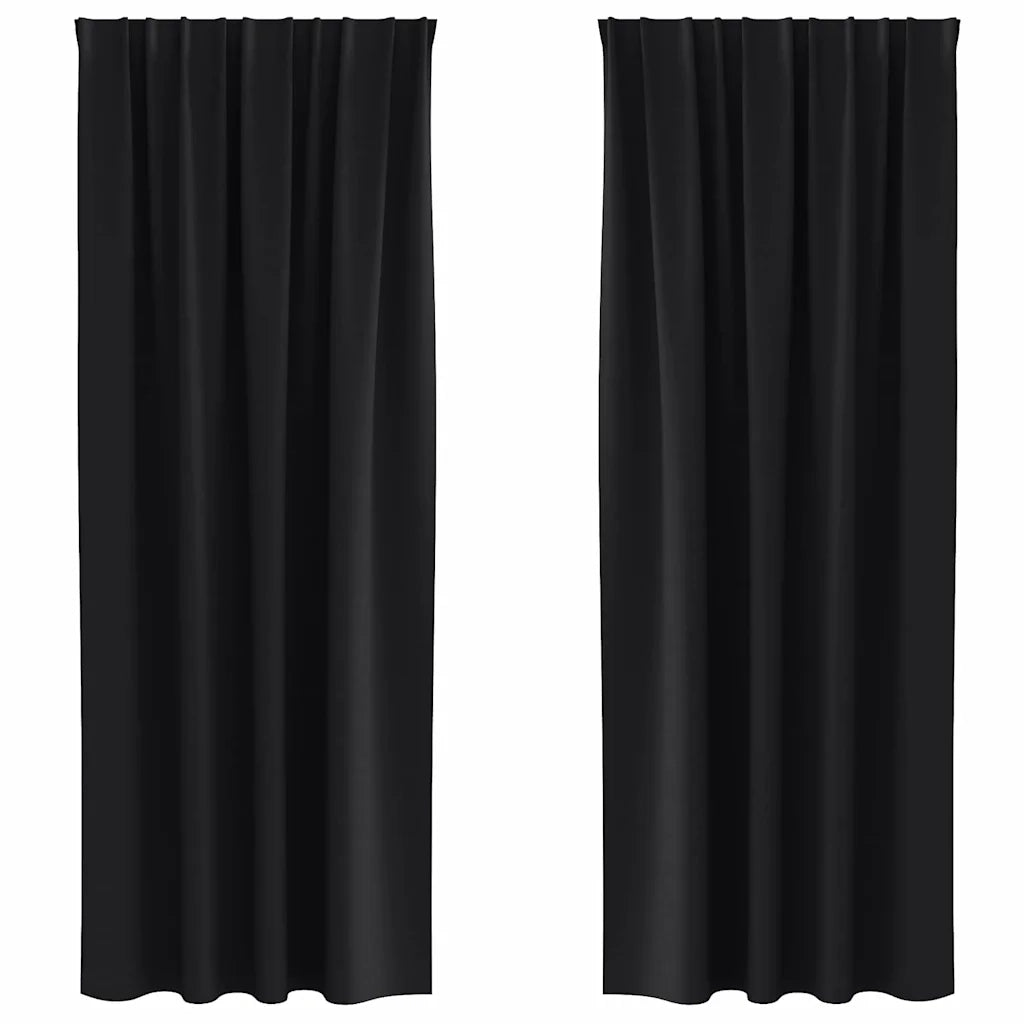 vidaXL Tende con tende 2 pcs Nero Poliestere