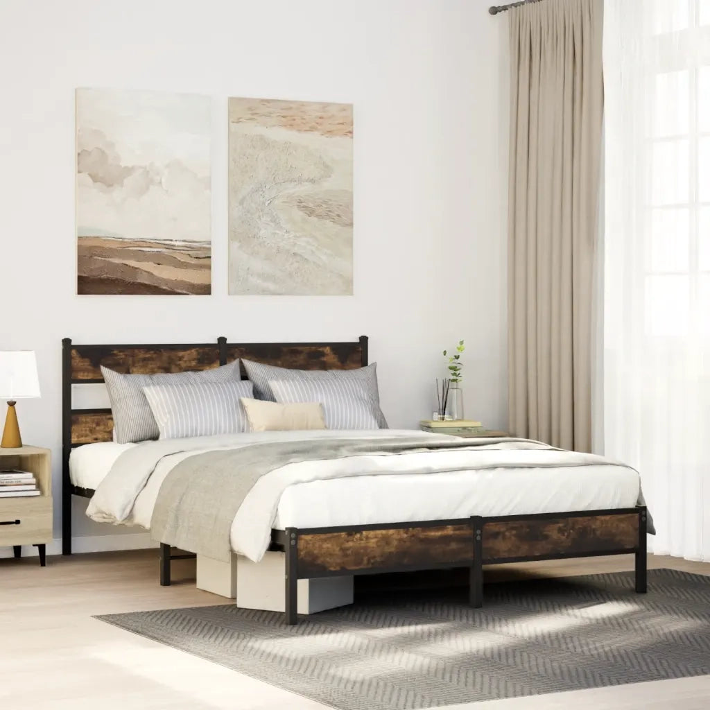 vidaXL Giroletto senza Materasso con Testiera Rovere Sonoma 140x200 cm
