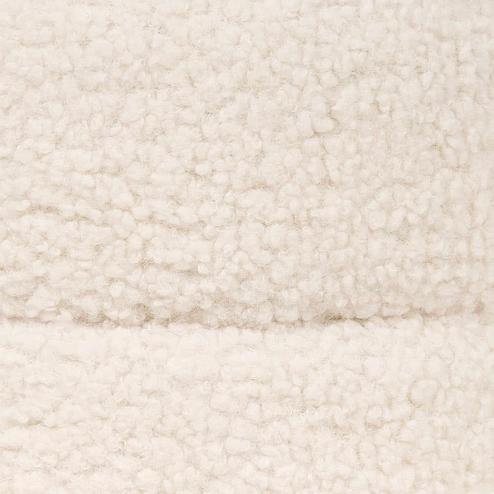 Pouf imbottito in morbido tessuto bouclè bianco con contenitore elegante glamour camera da letto soggiorno